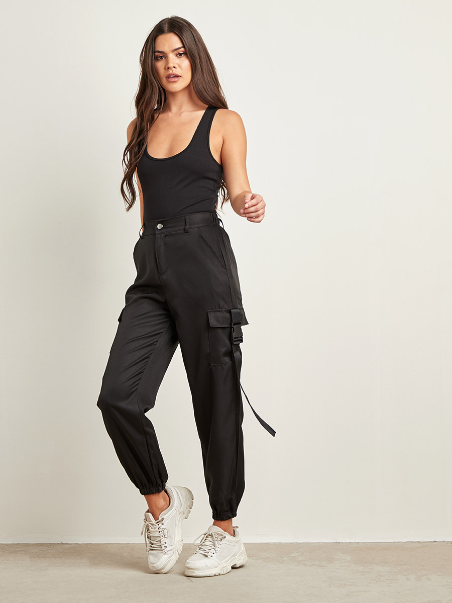 RELAXED FIT UTILITY PANTS - Black